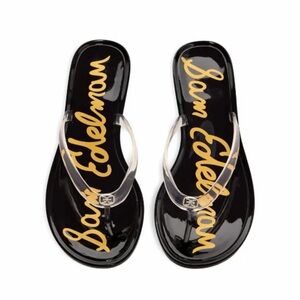 Sam Edelman Dean Jelly Flip Flops Clear Strap Black Women Size 10